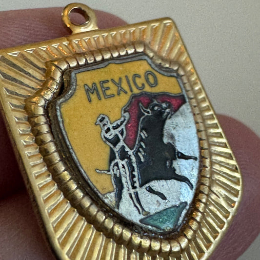 Vintage Mexico Bull Fighter Charm Pendant Souvenir Tourist Gold Tone Toreador