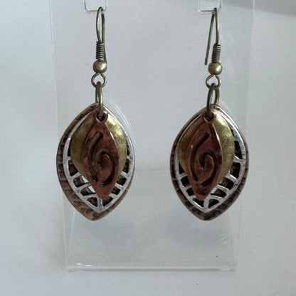 Jody Coyote Mixed Metal Leaf Themed Dangle Earrings