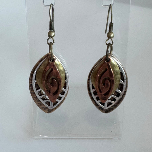 Jody Coyote Mixed Metal Leaf Themed Dangle Earrings