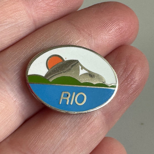 Vintage Rio Lapel Pin Brazil de Janeiro Blue Rock