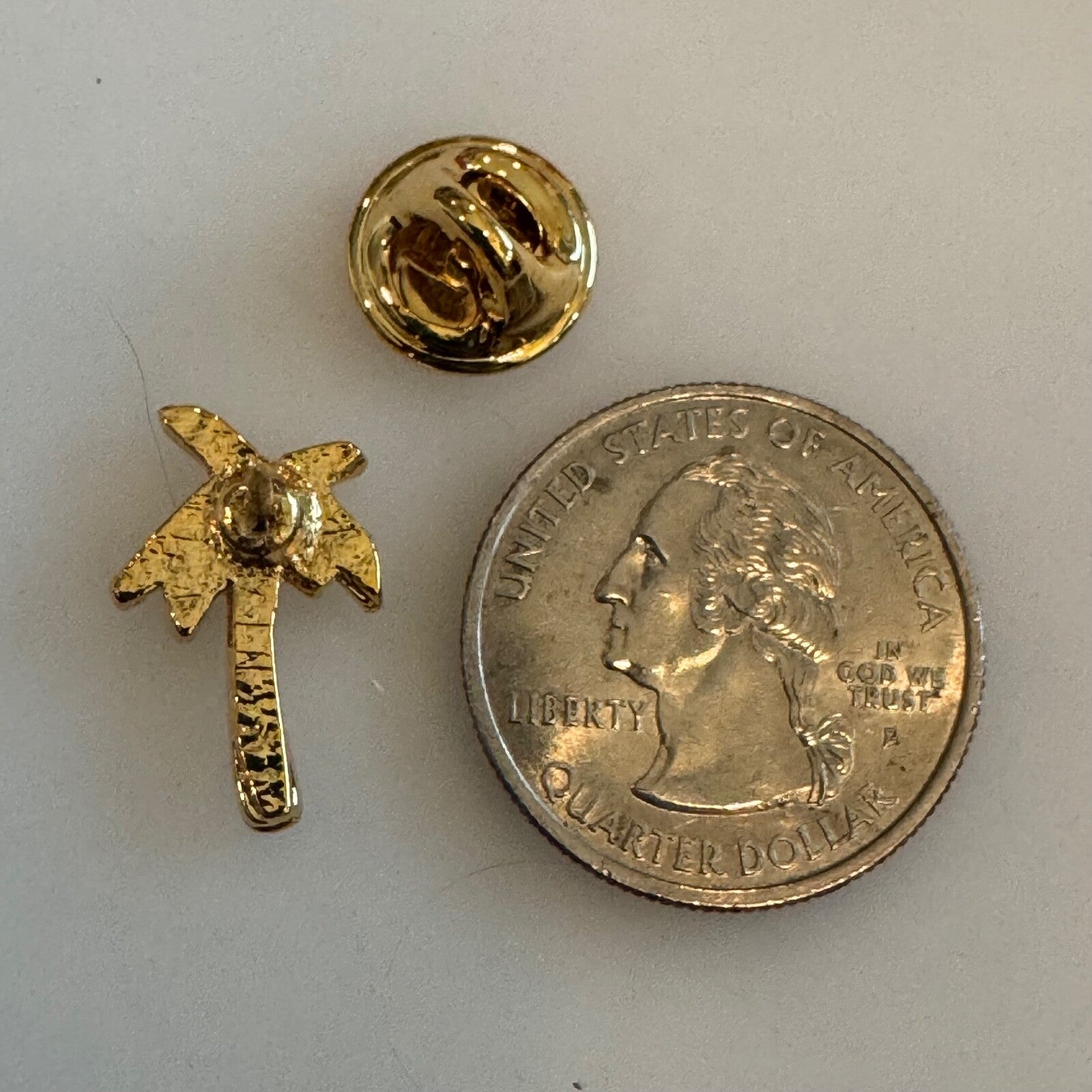 Gold Tone Palm Tree Lapel Pin Tie Tack