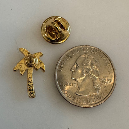 Gold Tone Palm Tree Lapel Pin Tie Tack