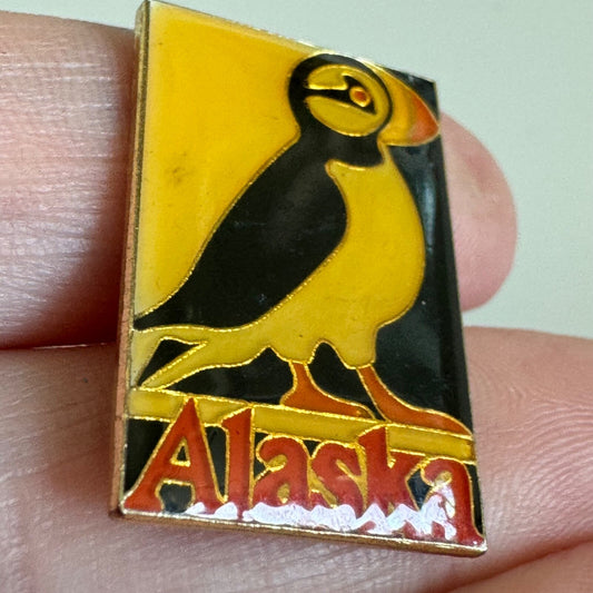 Vintage Alaska Puffin Bird Enamel State Pin