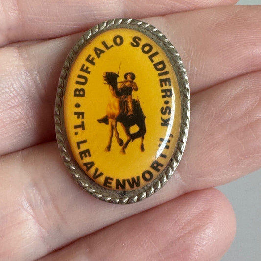 Vintage Buffalo Soldier Ft. Leavenworth KS Pin Fort Soldiers RARE