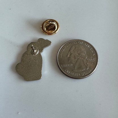 Michigan Mitten and Upper Peninsula White Red State Shape Pin 
