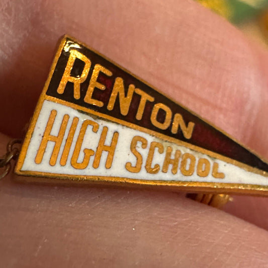 Vintage Renton High School 1967 Pennant Enamel Lapel Pin RARE