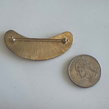 Vintage Pierre Bex Inspired Crescent Shaped Brooch Pin Art Deco