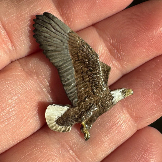 1987 GG Harris Bald Eagle Fine Pewter Lapel Pin Painted HTF Rare G.G.