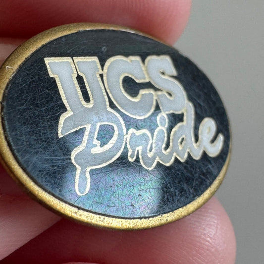 Vintage UCS Pride Lapel Pin Black and Gold Central School High School