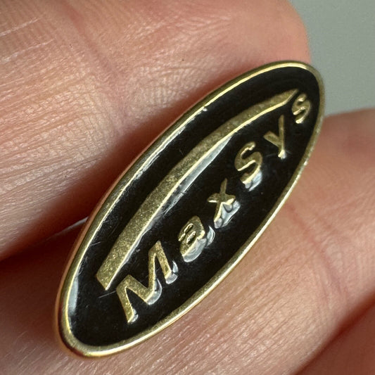 MaxSys Staffing Consulting Gold & Black Oval Logo Lapel Pin Employee Award