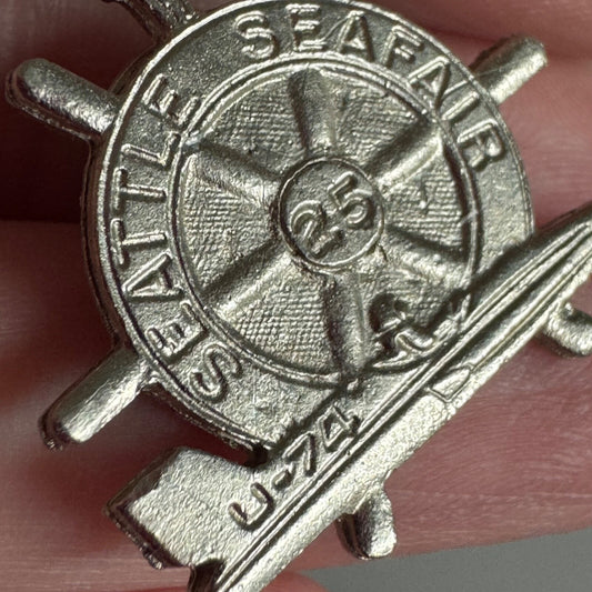 Vintage Seattle Seafair U-74 Hydroplane 25th Anniversary Pin 25 Years Silver