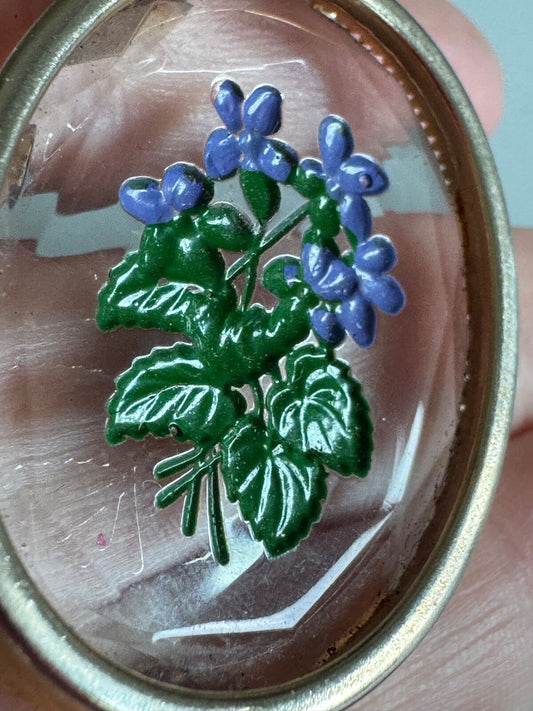 Reverse Carved Lucite Floral Pendant – Purple Violet Design
