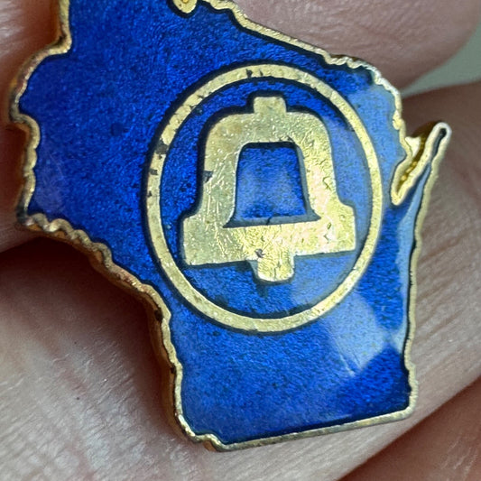 Vintage Wisconsin Bell Telephone Logo Enamel Lapel Pin Telecom Blue