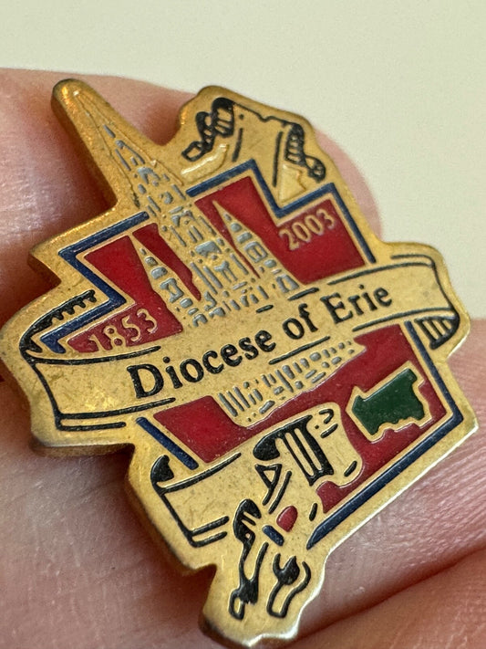 Vintage Diocese of Erie 1853–2003 Catholic Church Lapel Pin 150 Years