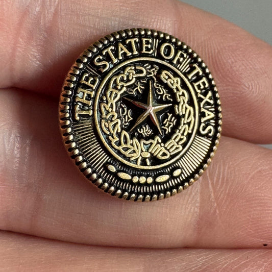 Vintage Great Seal State of Texas Gold Tone Lapel Pin Tie Tack TX