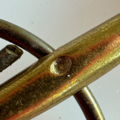 Vintage Antique SCOTTISH AGATE ENAMEL PENANNULAR ARTSY BRASS BROOCH PIN