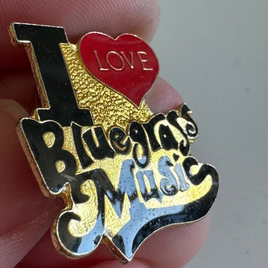 I Love Bluegrass Music Enamel Lapel Pin 