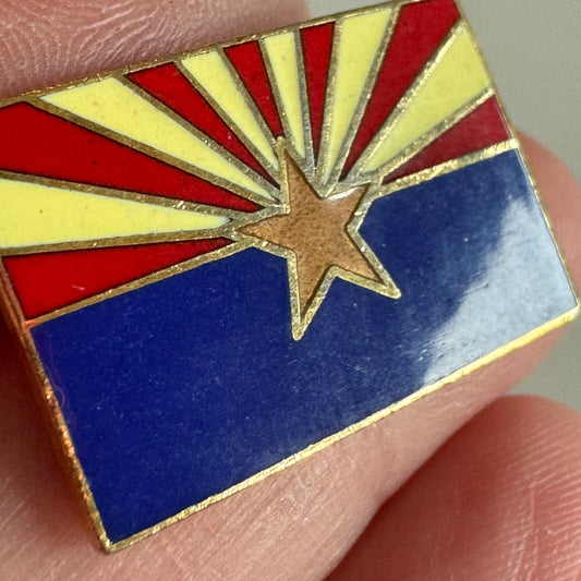Vintage Arizona Flag Enamel Lapel Pin Very Nice!