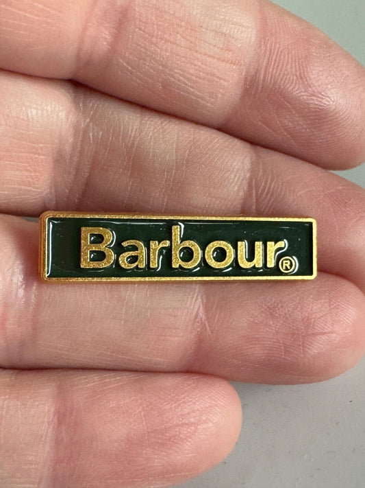 Gold Green Barbour Enamel Logo Lapel Pin Green Gold Tone Collectible