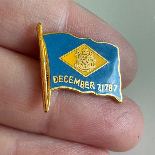 Vintage Delaware State Flag Enamel Lapel Pin 