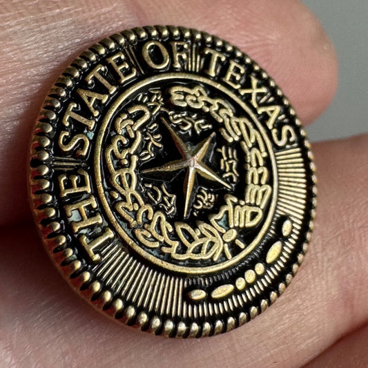 Vintage Great Seal State of Texas Gold Tone Lapel Pin Tie Tack TX