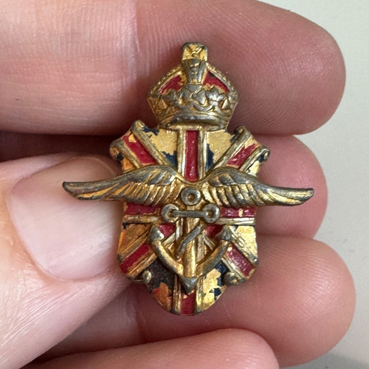 Vintage WWII Badge British & American Ambulance Corps Pin 1940s Screwback