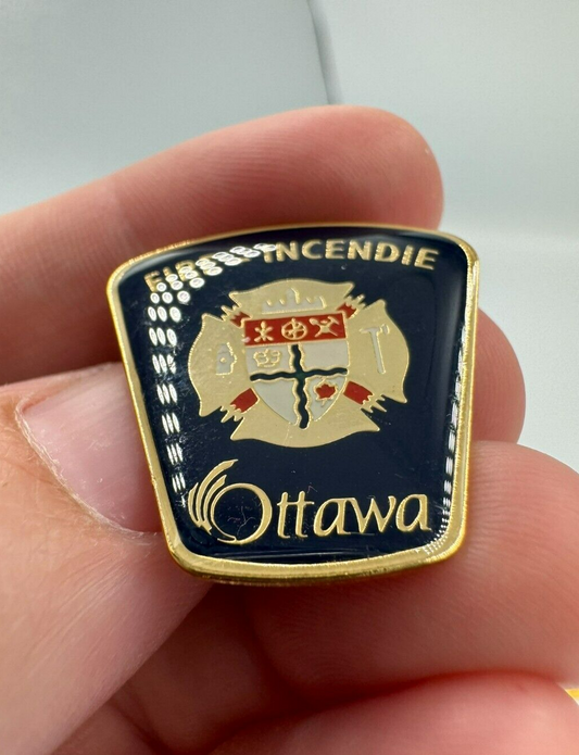 Vintage Ottawa Fire Department Fireman Lapel Pin Canada Incendie