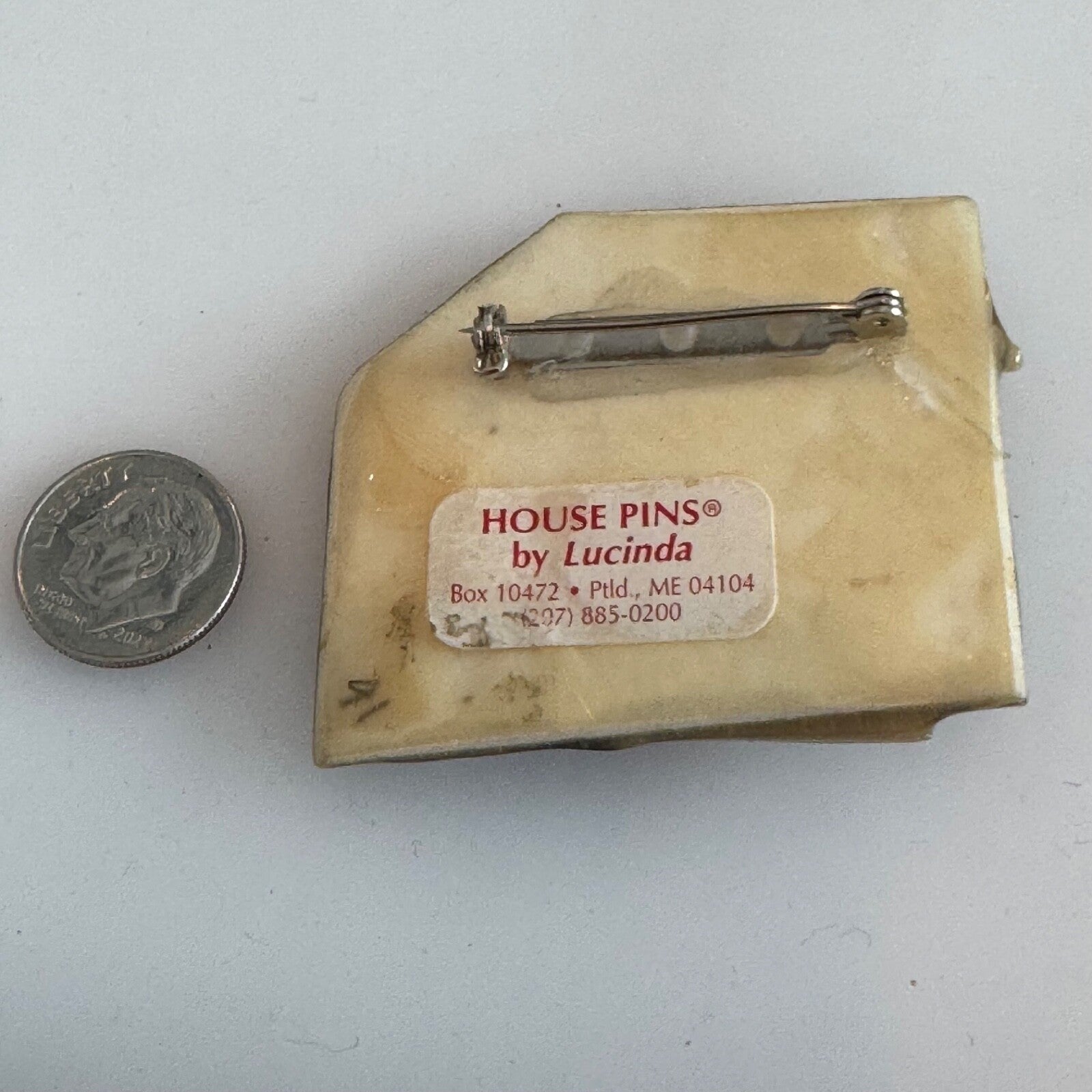 Vintage House Pins by Lucinda DOG Tree Houses Sun Moon Brooch Pin