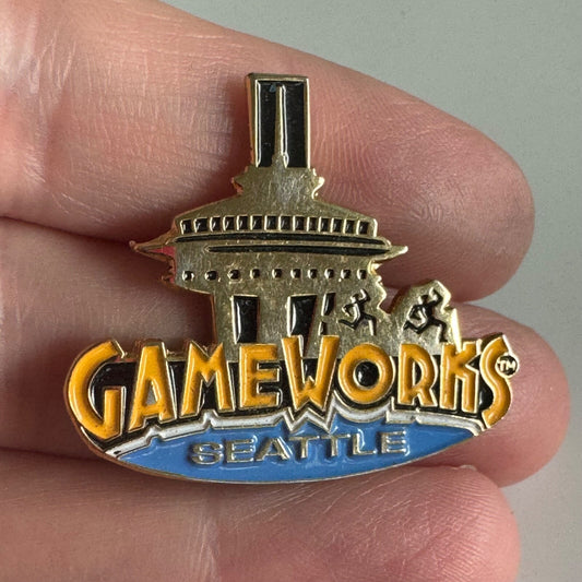 Vintage GameWorks Seattle Washington Lapel Pin Space Needle