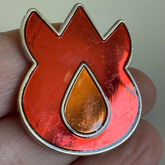 Nintendo Pokemon Gym Badge Volcano Red & Orange Flame Symbol Enamel Pin