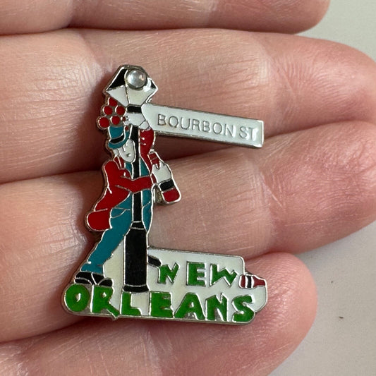 Vintage Bourbon Street New Orleans Souvenir Tourist Lapel Pin