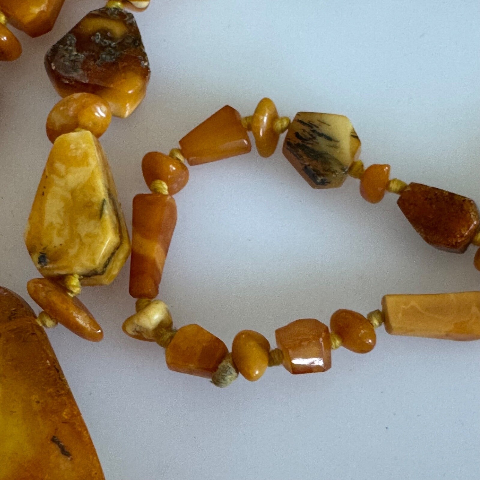 Vintage 25" Hand Knotted Amber Necklace 34g Cognac Butterscotch Egg Yolk