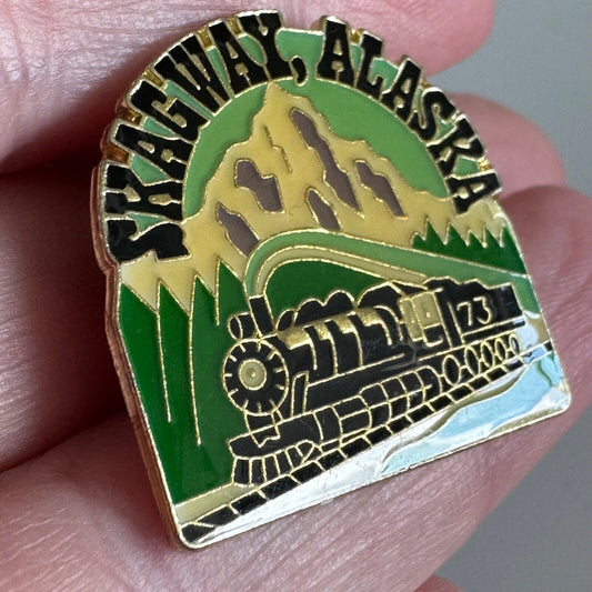 Vintage Skagway Alaska Train Railroad Lapel Pin Mt Harding