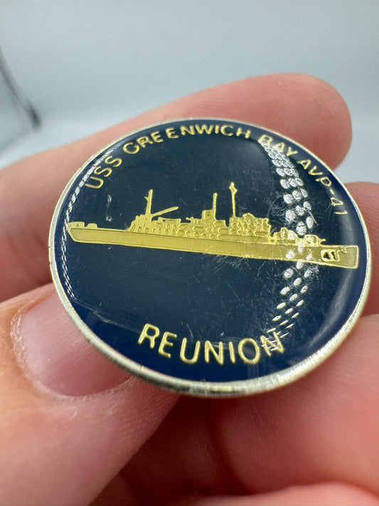 VTG USN Navy United States Ship U.S.S. GREENWICH BAY AVP-41 Reunion Lapel Pin