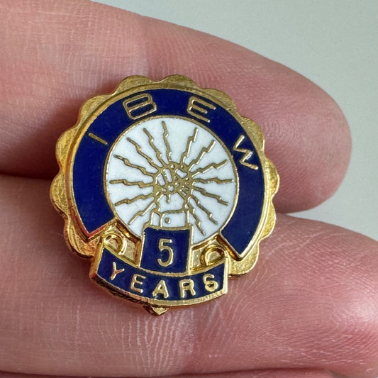 Vintage IBEW 5 Years Lapel Pin Tie Tack Electrical Workers Union