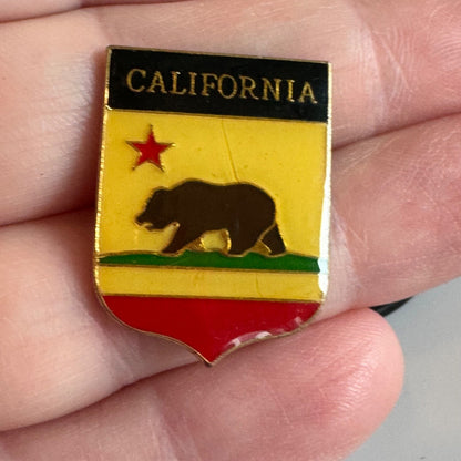 Vintage California Flag Themed Shield Crest Souvenir Tourist Lapel Pin