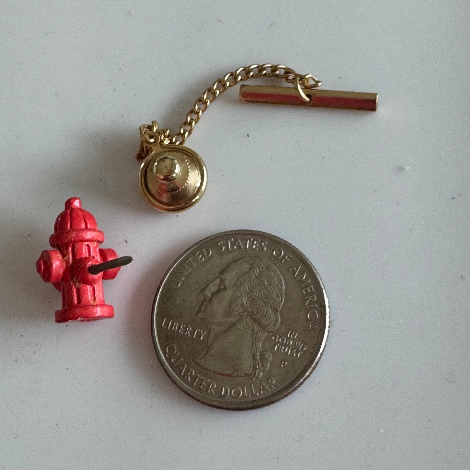 Vintage Red Fire Hydrant Pin Metal Miniature Toy Collectible
