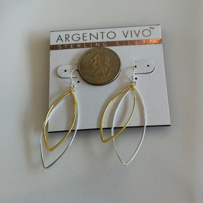 Argento Vivo Sterling Silver Mixed Metal Dangle Earrings New On Card Pierced