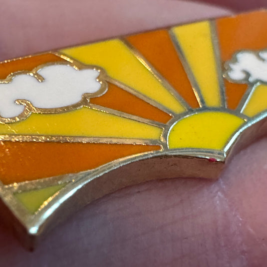 Levi's Pintrill Sun Clouds Lapel Pin Orange Yellow White Levis
