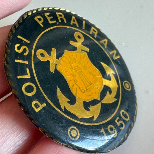 Vintage Polisi Perairan 1950 Indonesian Marine Police Lapel Pin Badge