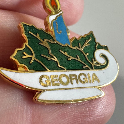 Vintage Georgia Christmas Candle Lapel Pin Candlelighter