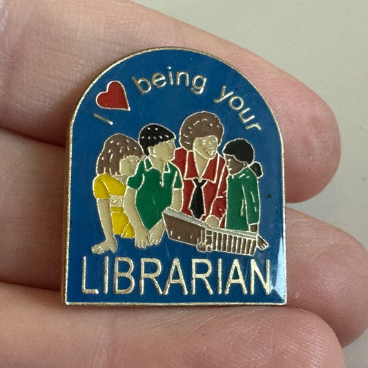 Vintage I Love Being Your Librarian Lapel Pin Library Heart School