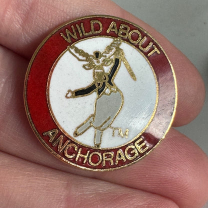 Vintage Wild About Anchorage Enamel Souvenir Pin Alaska