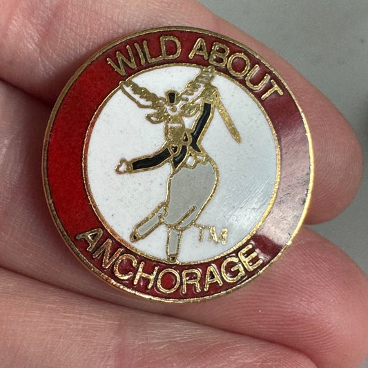 Vintage Wild About Anchorage Enamel Souvenir Pin Alaska