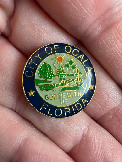 Vintage City of Ocala Florida Lapel Pin God Be With Us
