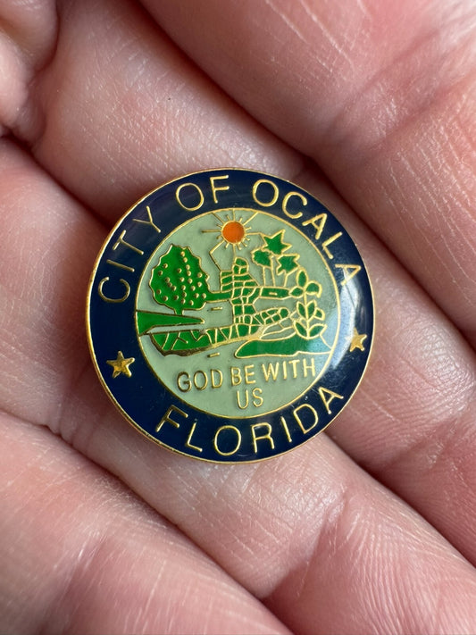 Vintage City of Ocala Florida Lapel Pin God Be With Us