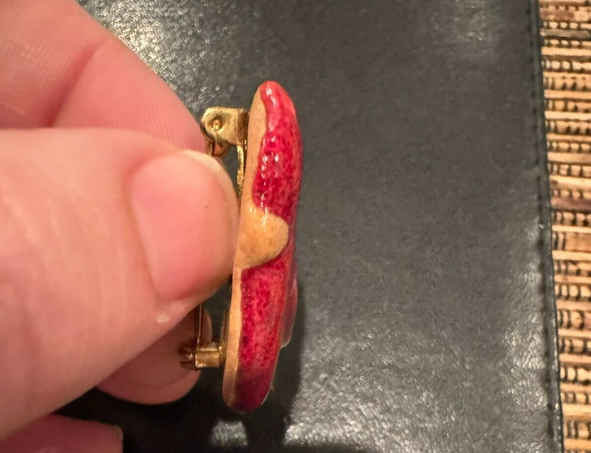 Beautiful Ceramic Cardinal Brooch Pin Glaze