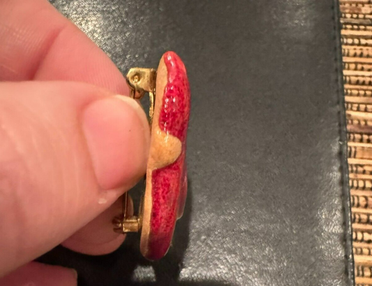 Beautiful Ceramic Cardinal Brooch Pin Glaze