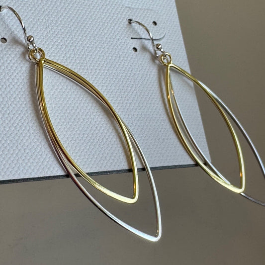 Argento Vivo Sterling Silver Mixed Metal Dangle Earrings New On Card Pierced