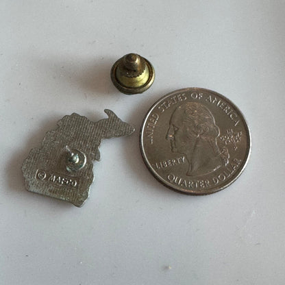 Vintage Michigan State Outline Souvenir Enamel Travel Pin Lake Superior Model T